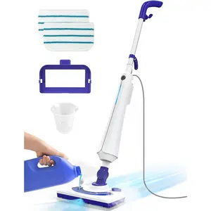 Professional Steam Mop Cleaner 1300W Floor Steamer with Detergent Chamber 25S Heat Up Lightweight Steamer for Cleaning with 2 Washable Pads Safe for Tiles Upholstery Carpet Hardwood Blue