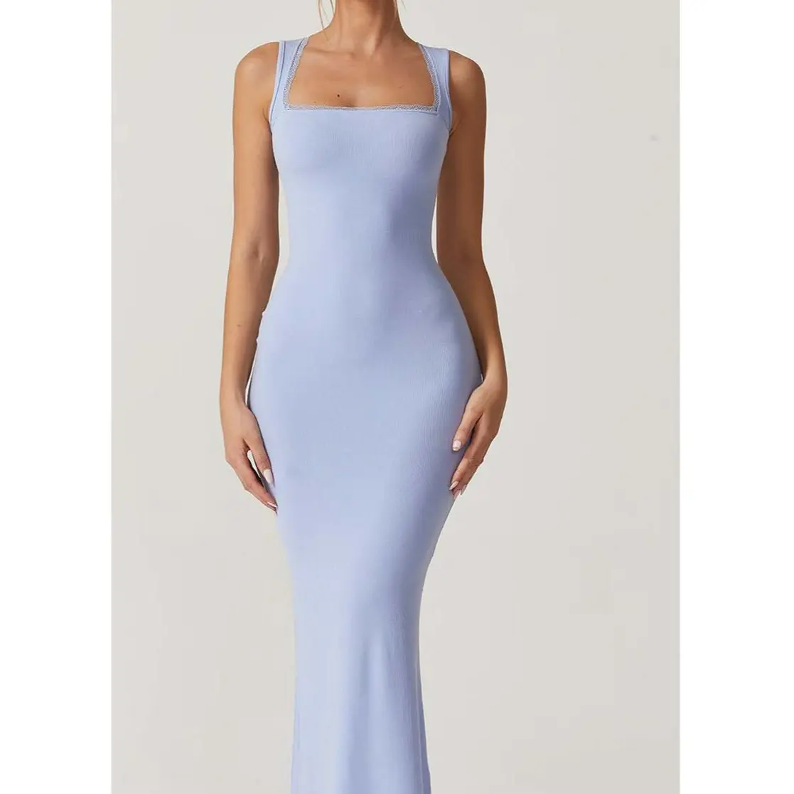 Lace Long Dress Sky Blue