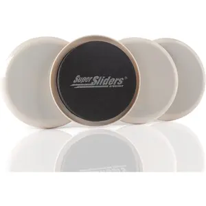 Super Sliders 3 1/2" round Reusable Furniture Sliders for Carpet - Effortless Moving and Surface Protection, Beige (4 Pack) Waxman
