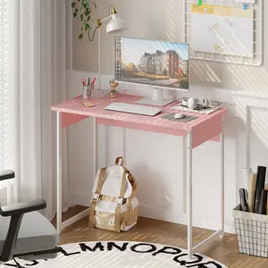Computer desk, waterproof and scratch-resistant surface, easy to assemble, black office desk, student study desk. Pc Table Stable Tabletop