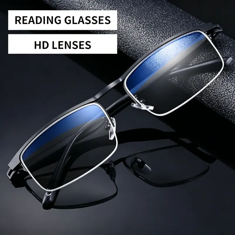 1 Pair 2-in-1 Progressive Multifocal Reading Glasses, Lightweight and Stylish, Metal Semi-Rimless Design, 100 to 400 ngth, Unisex Glasses Reading Glasses 2026 New Model daily fashion eyeglass bluelight woman