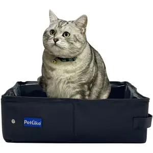 Petlike Travel Cat Litter Box, Leak-Proof Portable Litter Box, Collapsible Toilet Tray Carrier for Small Medium Cats (Medium, Black)  Co.,Ltd Hangzhou Yizhan Pet Products Co.,Ltd