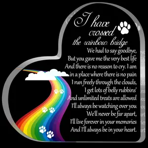 Pet Memorial Sympathy Gift, Acrylic Rainbow Bridge Decor Condolence Remembrance Keepsake for Loss of Dog Cat