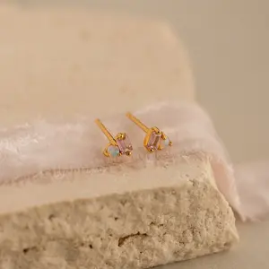 Pink Baguette Opal Studs Pink Baguette Opal Studs