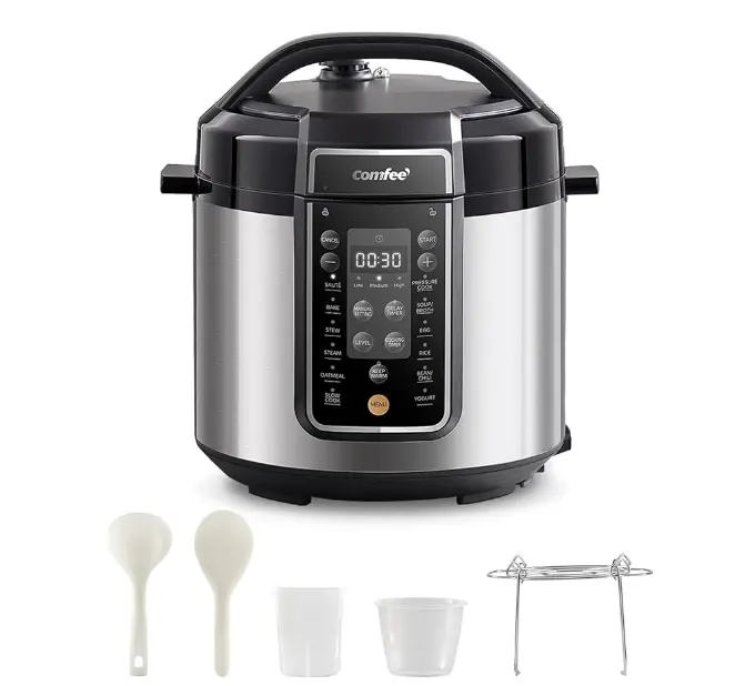 COMFEE’ Pressure Cooker 6 Quart with 13 Cooking Functions, Olla de Presion Non-Stick Pot Yogurt Maker Rice Cooker Slow Cooker Sauté Steamer, Healthy Ceramic Inner Pot