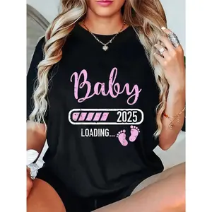 GGOR 100% Cotton Baby Loading 2026 For Pregnancy Announcement T-Shirt