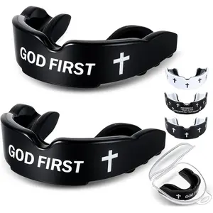 2 Pcs Cross Mouth Guards Christian Teeth Armor Sport Game Guard & Case Religious Mouth Guard Football Basketball Baseball Wrestling Lacrosse Rugby Boxing Taekwondo