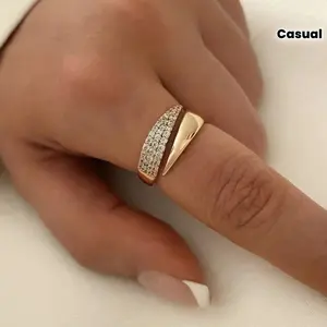 Fashion Simple Inlay Blingbling Synthetic Zirconia Open Adjustable Ring for Women Men Daily Casual Party Holiday Ring Jewelry