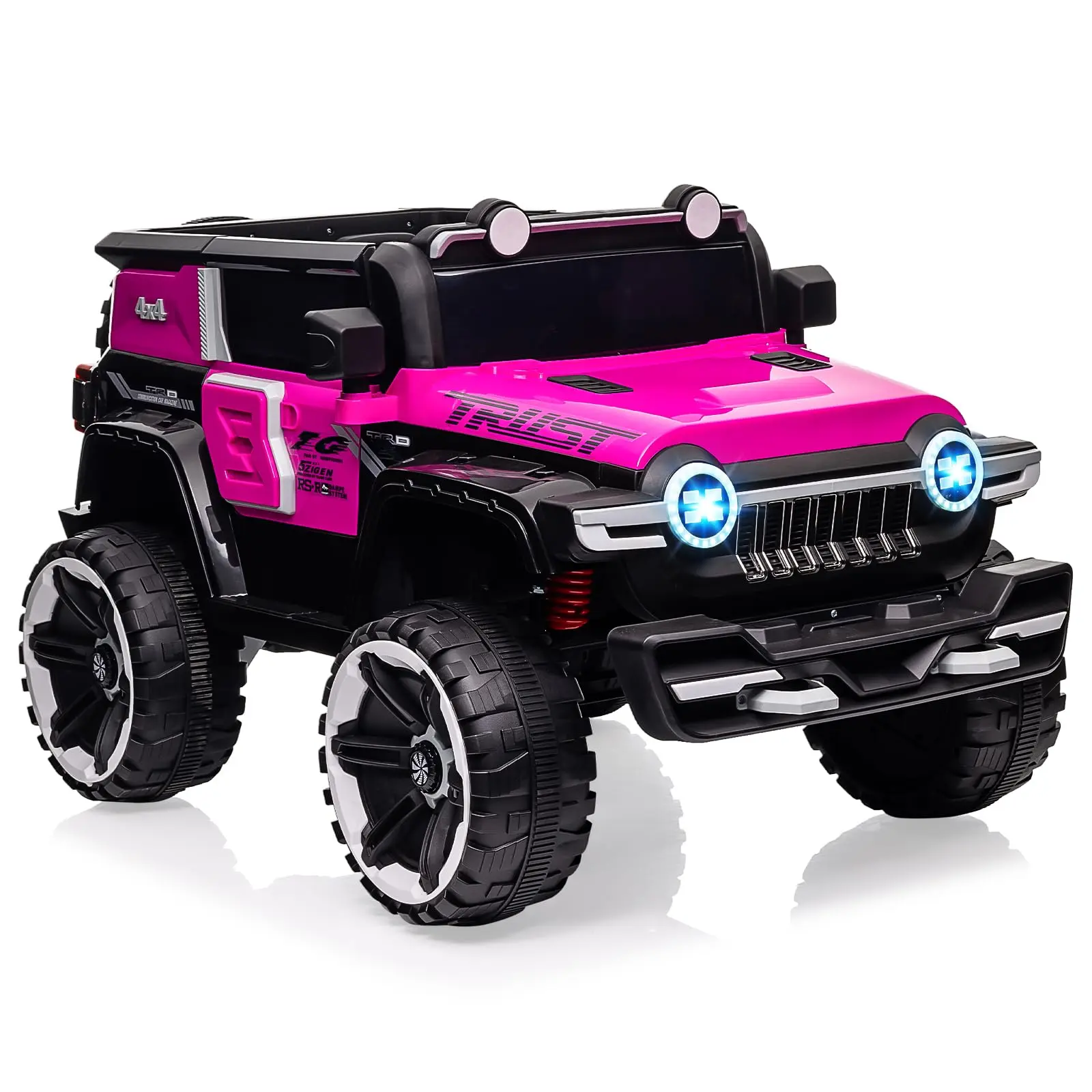 Kids Ride-On Toy Truck with Powerful Motor, Metal Suspension, Safety Seat Belt, Gravel-Terrain Capability – Ideal Gift for Halloween, Christmas