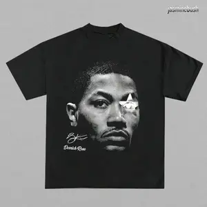 Unisex Derrick Rose Basketball Graphic Tee Black Shirt Y2K Streetwear