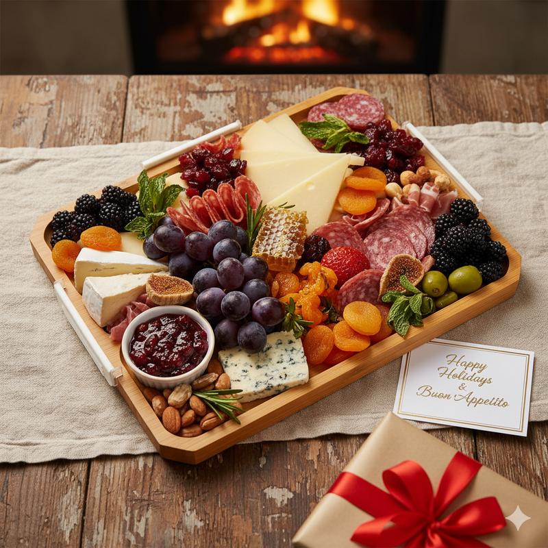 Portable Charcuterie Board with Lid, Build-A-Board Bamboo Cutting Board with Clear Locking Lid and White Handles, Travel Portable Chauratri Board For Cheese Kitchen Chopping,11x14 Inch 6 Compartment,House Warming Gifts for Women,Travel Friendly House