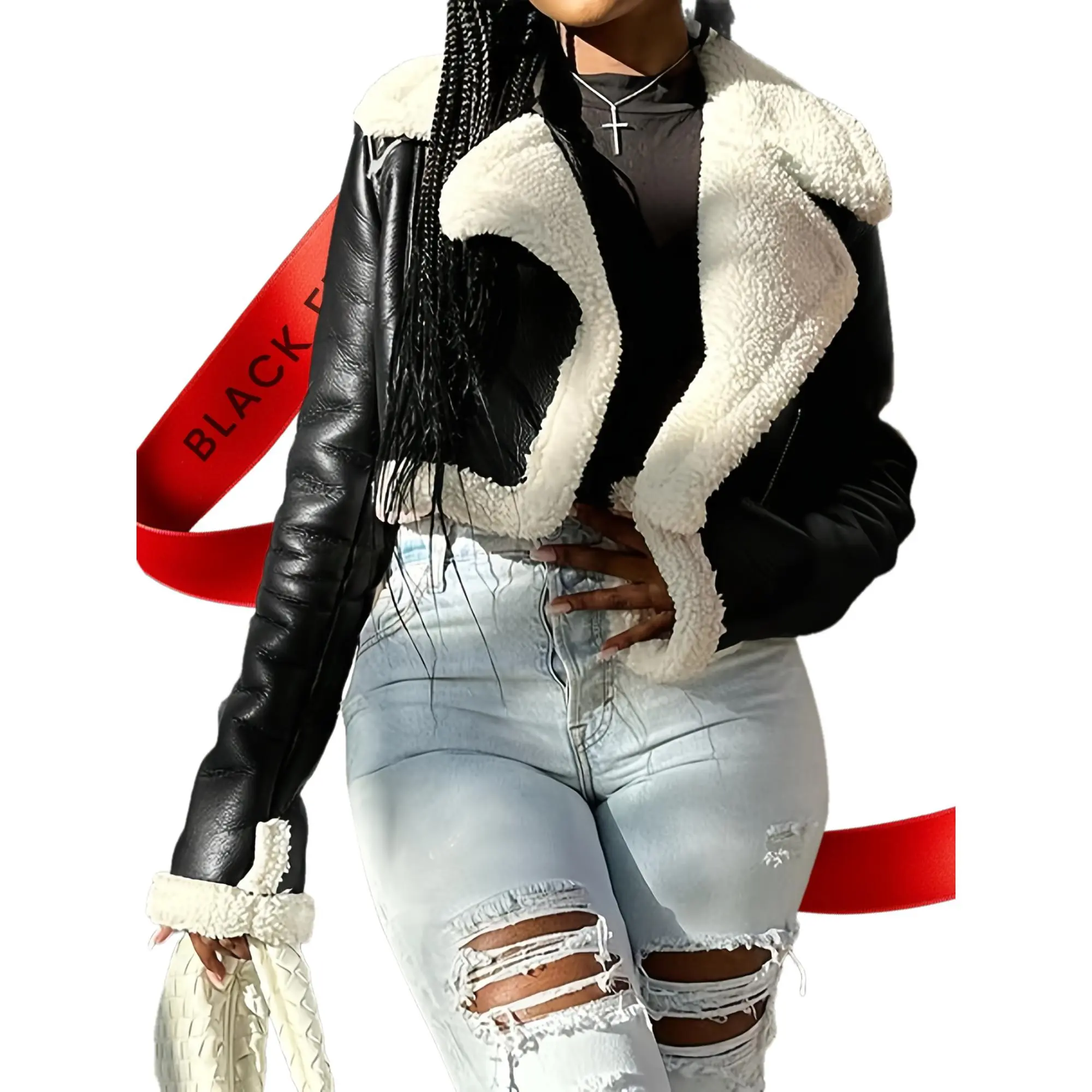 Women's PU Leather Motorcycle Jacket - Elegant Biker Coat with Full Zippered Front, Non-Stretch Winter Outerwear for Women, Hand Washable Cold Weather Jacket for Formal & Casual Outfits, Autumn Attire, Soft Teddy Lining, Classic Design, Durable Material,