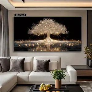 [2D Flat] 1pc Canvas Print  Decorative Painting Living Room Wall Art Frameless Canvas Painting Tree of Life Canvas Wall Art - Modern Minimalist Home Decor Suitable for Living Room, Bedroom, Hallway