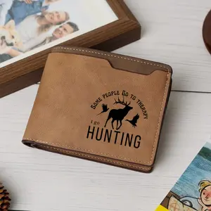 Some People Go To Therapy Camo Deer Leather Wallet,  Hunting Style Outdoor Wallet for Men,Hunting Camo Deer Wallet,  Rugged Outdoor Style Men’s Wallet