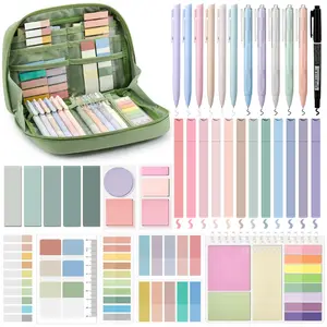 41 Pcs Aesthetic Book Annotation Kit with Pencil Bag Bible Journaling Kit Notebook Sticky Note Tabs Highlighters Black Ink Pens Page Markers Back to School Aesthetic School Office Supplies