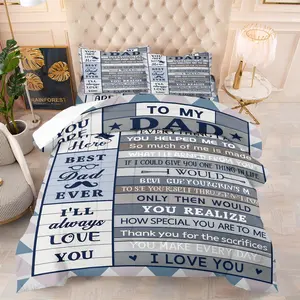 To My Dad Inspirational Quote Quilted Comforter Set, 1 Quilt &1 or 2 Coreless Pillowcases, Ultra-Soft Microfiber Bedding, Easy Care & Wrinkle Resistant, Inspirational Father Quote Design, All Season Bedding for Dad's Bedroom