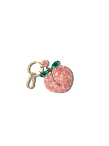 Hand-painted Peach Bag Charm + Keychain | Eco-Friendly