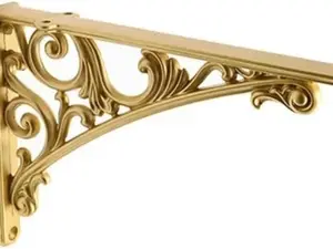 Decorative Shelf Bracket 6 inch, Gold Decorative Brackets for Shelving, Heavy Duty Vintage, DIY Projects, Hardware Included, 2 Pack, 5.9x4.17x1.73 inch,Baroque Style