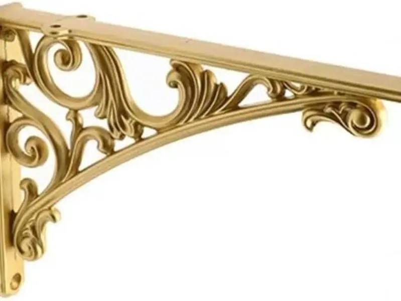 Decorative Shelf Bracket 6 inch, Gold Decorative Brackets for Shelving, Heavy Duty Vintage, DIY Projects, Hardware Included, 2 Pack, 5.9x4.17x1.73 inch,Baroque Style