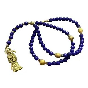 Purple Santa Muerte Beautiful Necklace Rosary Style