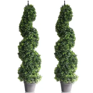 Amada 3/3.6ft Artificial Spiral Boxwood Trees (2-Pack) – UV Resistant, Fade-Free for 3 Years Indoors, Ultra-Realistic Faux Plants, Perfect for Porch Decor, Indoor Decor, and Girls’ Room Styling.