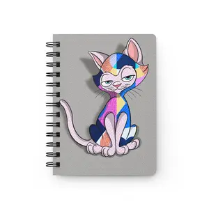 Sassy Cat Art - Colorful Sassy Cat Spiral Bound Journal, Cute Pet Lover Diary, Gift for Cat Owners, Fun Sketchbook, Unique Stationery, Artsy Kitty Notebook