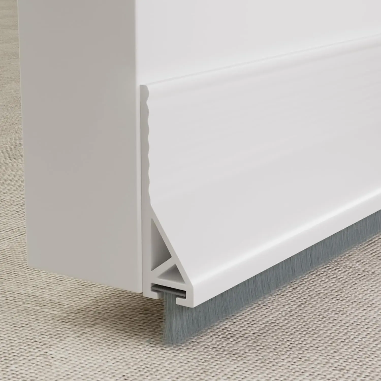 1 Pack Rubber Door Sweep (39in), Adhesive Under-Door Draft Stopper with Brush for Exterior & Interior Use, Easy to Install Gap Filler, Noise Blocker, Soundproof Seal Strip, Block Light, Maintain Quiet, White