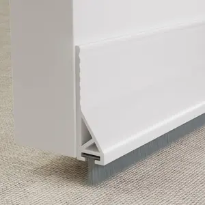39X 1 Pack Rubber Door Sweep Bottom Exterior & Interior, Adhesive Under Door Draft Stopper with Brush,Gap Filler Noise Blocker,Soundproofing Seal Strip,White