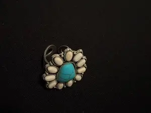 Western Turquoise Floral Adjustable Ring -062