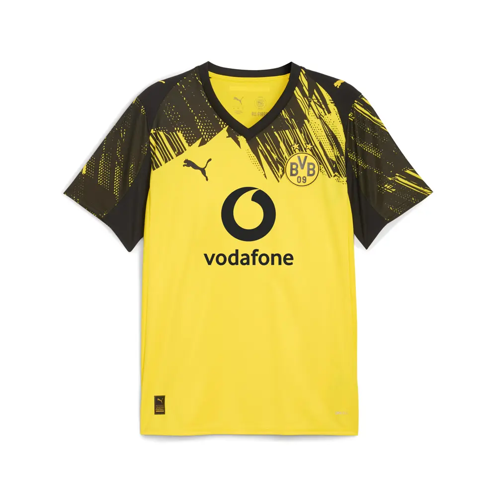 PUMA Mens Bvb V-Neck Short Sleeve Home Jersey Replica Casual - Yellow