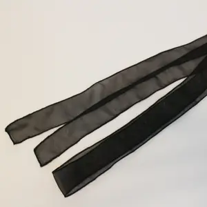 Extra Skinny Long Black Sheer Chiffon Y2K Scarf or Hair Tie