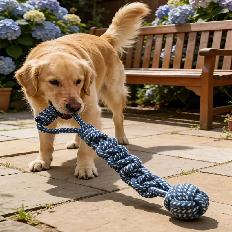 An Interactive Tug of War Knot Toy Designed Specifically for Dogs Featuring a Knot Structure That Helps Clean Teeth, a Durable Interactive Game Toy That Is Perfect for Indoor And Outdoor Hide And Seek Games in The Courtyard, Pet Supplies