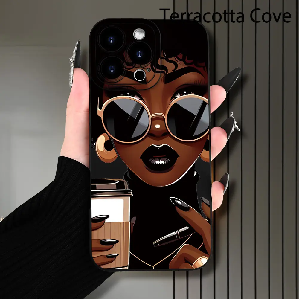 A trendy black leather phone case with a beautiful pattern, compatible with iPhone 17, 17 Pro, 17 Air, 17 Pro Max, and 16, 15, 14 Plus and 13, 12 Pro Max, as well as Samsung Galaxy S22/S23/Ultra/S25. This product is unisex.