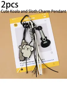 Cute Koala Guitar Bag Charm Set, High-Quality PU Material, Cartoon Fun Design, Perfect Gift Idea, 2pcs Adorable Accessories
