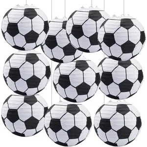 8 Inch Soccer Ball Paper Lantern Party Favors Indoor Soccer Ball Paper Lantern Hanging Table Centerpiece for Birthday Sport Theme Party Decorations