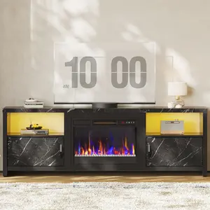 Bestier 71" Fireplace TV Stand for TVs up to 75" LED Entertainment Center with 23" Remote Control Electric Fireplace