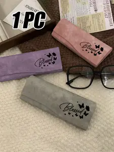 Elegant PU Eyeglass Case with Butterfly Design, Portable Anti-Pressure Glasses Holder, Unisex Retro Flip Cover Box for Sunglasses and Reading Glasses