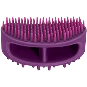 Soft Silicone Dog & Cat Grooming Brush - Pet Bath & Massage for Short or Long Hair - Slicker Shedding Hair Brush Purple Famobest