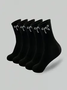 Women's Fashion Socks Set, Breathable Bow Pattern Design, Comfortable All-Season Wear, Perfect Daily Footwear Choice