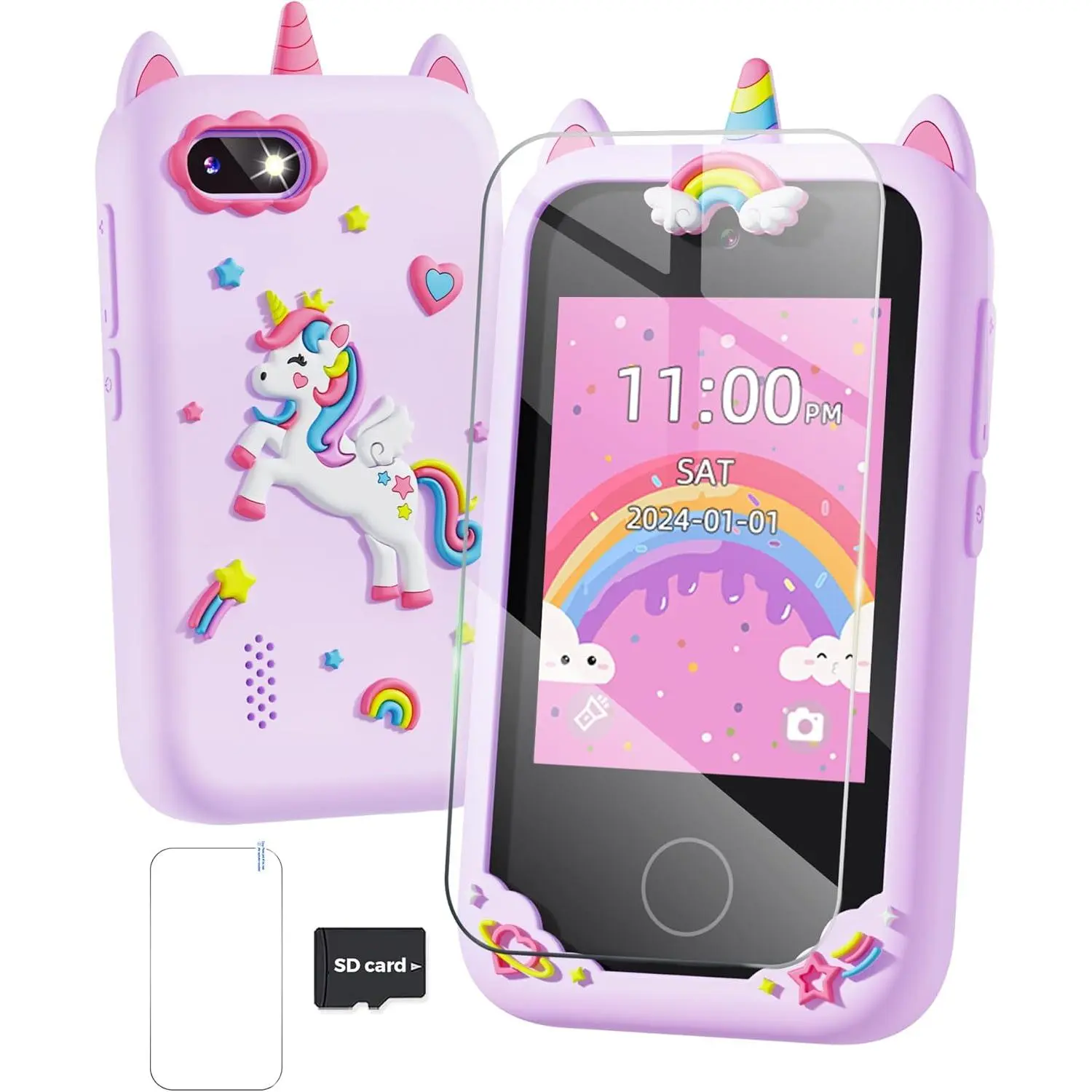 Kids Smart Phone Toys for Girls Aged 3-9, Touchscreen Educational Toddler Phone with Dual Camera Music Player Games Habit Tracker, Ideal Christmas Birthday Gift for Kids