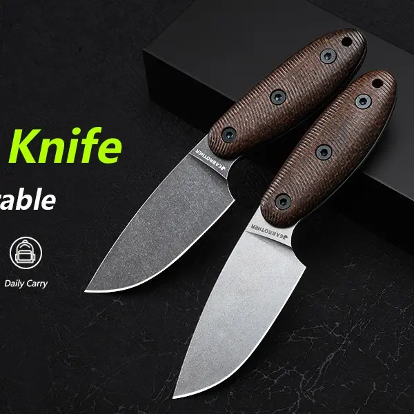DC53 Steel Fixed Blade Knife with Kydex Sheath - Male Tactical Look Tool for EDC Carry, Bushcrafting, Hiking/Light Outdoor, Ideal for Survival & Fishing, Knives, Outdoor Camping, Steel Blade