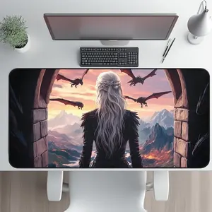 Manon and Her Wyverns Desk Mat - Throne of Glass-Inspired Office Decor - Non-Slip, Durable, Vibrant - Bookish Desk Pad - Perfect for Bookworms and Fantasy Fans