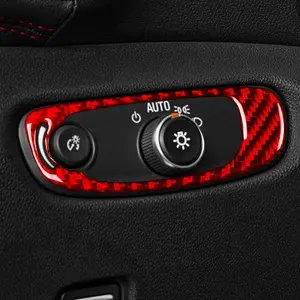 Real Red Carbon Fiber Car Dim Light Control Frame Trim Sticker Compatible with Chevy/Chevrolet Blazer L/LT/RS/Premier        Interior AccessoriesType B