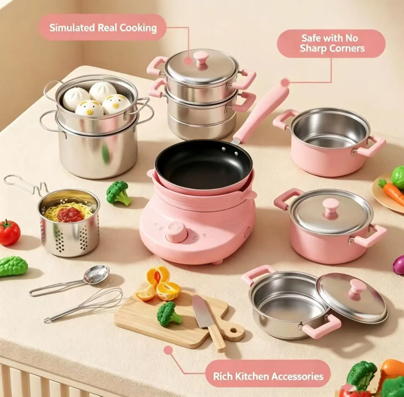Kids' Real Mini Kitchen Complete Kit - Cookable Tiny Cookware, Edible Food, Real Cooking Classic Novelty Toy