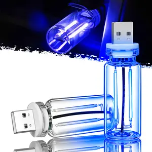 DIBMS USB LED Car Interior Atmosphere Light, Plug-in USB Automotive Ambient Lighting Retro Lamps, Retro Ceramic LED Glass Bottle Nightlight for Car, Bedroom - Touch Control