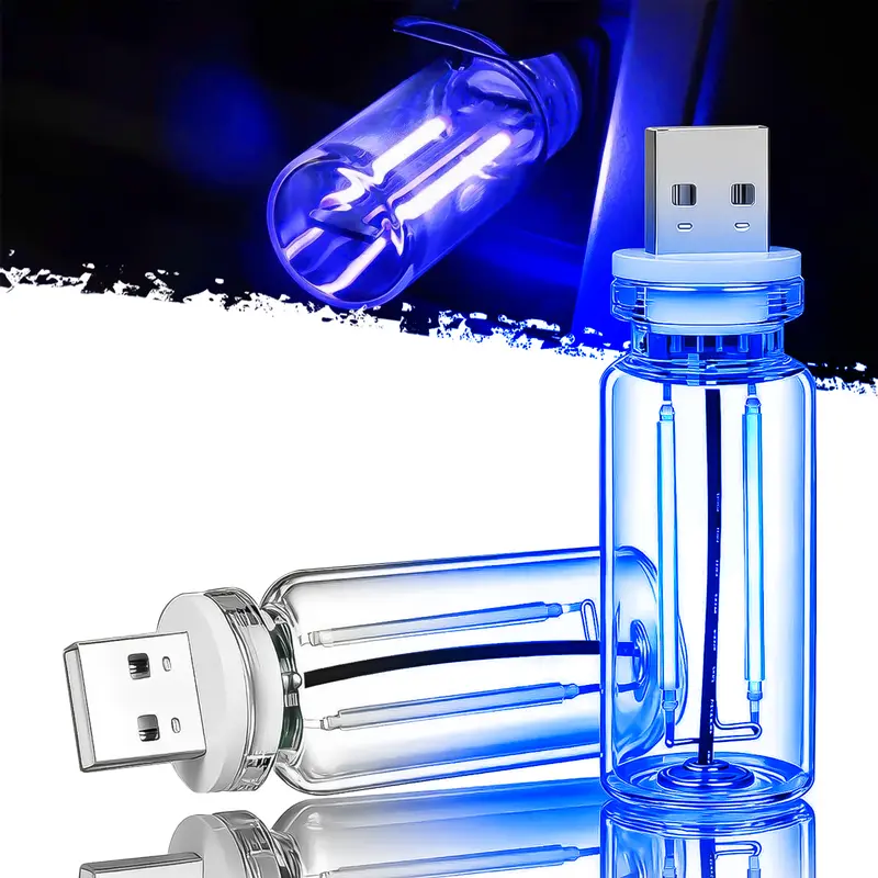 DIBMS USB LED Car Interior Atmosphere Light, Plug-in USB Automotive Ambient Lighting Retro Lamps, Retro Ceramic LED Glass Bottle Nightlight for Car, Bedroom - Touch Control
