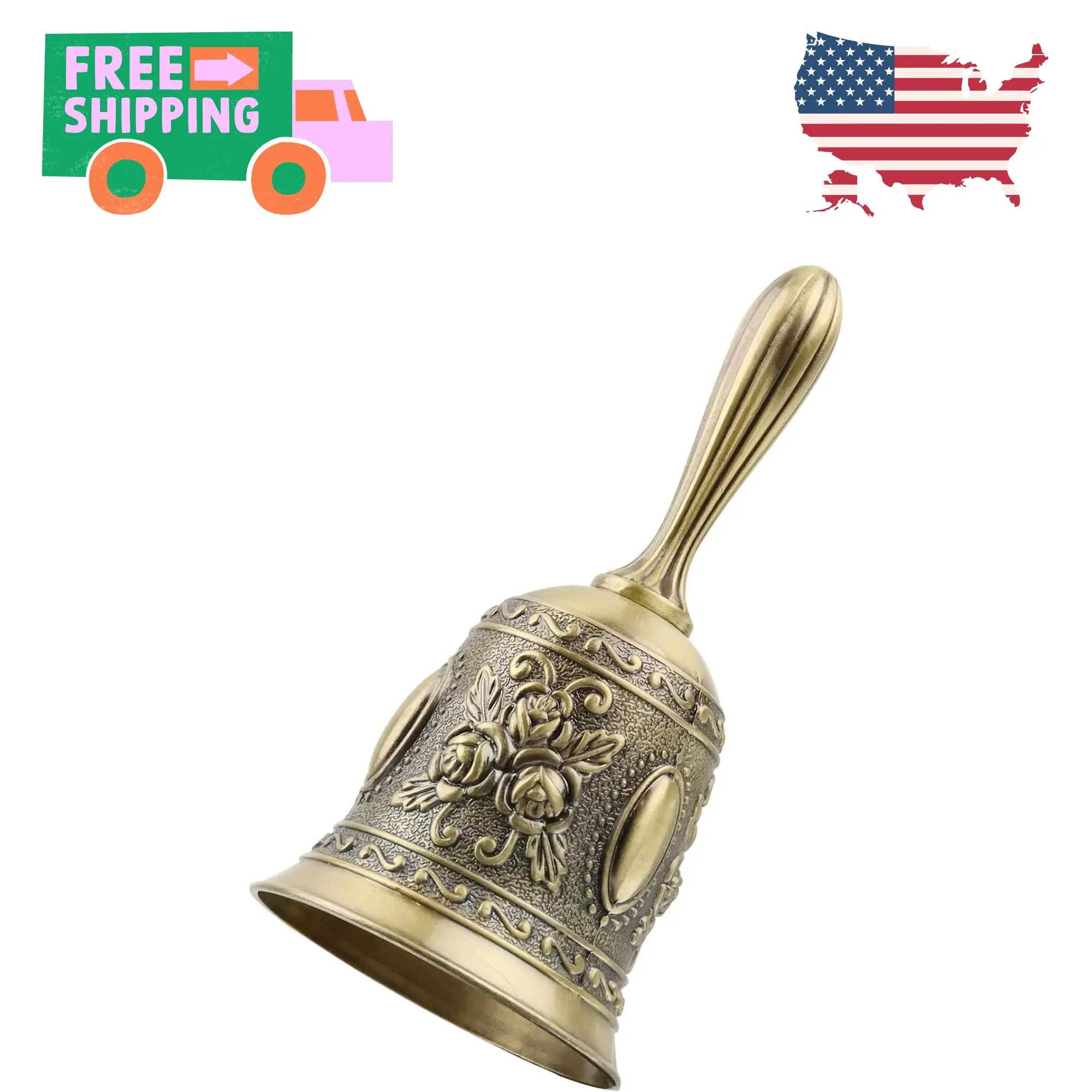 1 Pack Hand Held Bell, Metal Dinner Bell