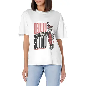 180g Women's 100% Cotton Crew Neck Short Sleeve T-Shirt--delulu is the solulu（Customizable design available)