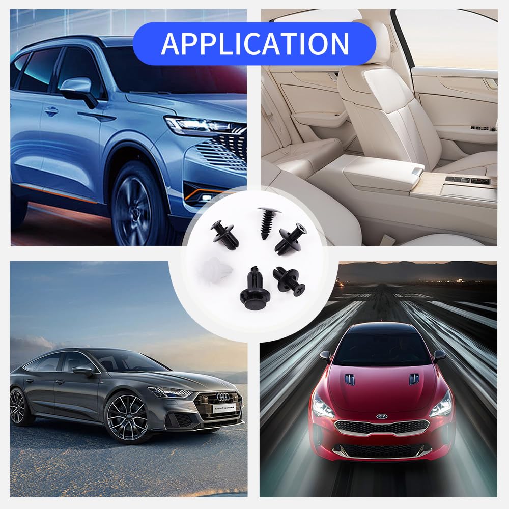 HE26 100-pcs universal expansion bolt clamp set, suitable for car mudguards, fenders, and door panel clamps. (C05 C20 C32 B01 D02 A16 Automotive Parts)