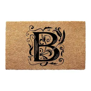 Personalized Floral Monogram Classy Doormat - 3 Sizes - Non-Slip Backing, Natural Coconut Coir, Long Lasting, Durable